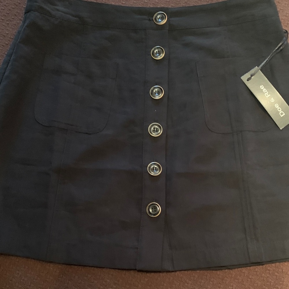 Doe & Rae Midnight Button-Down Mini Skirt